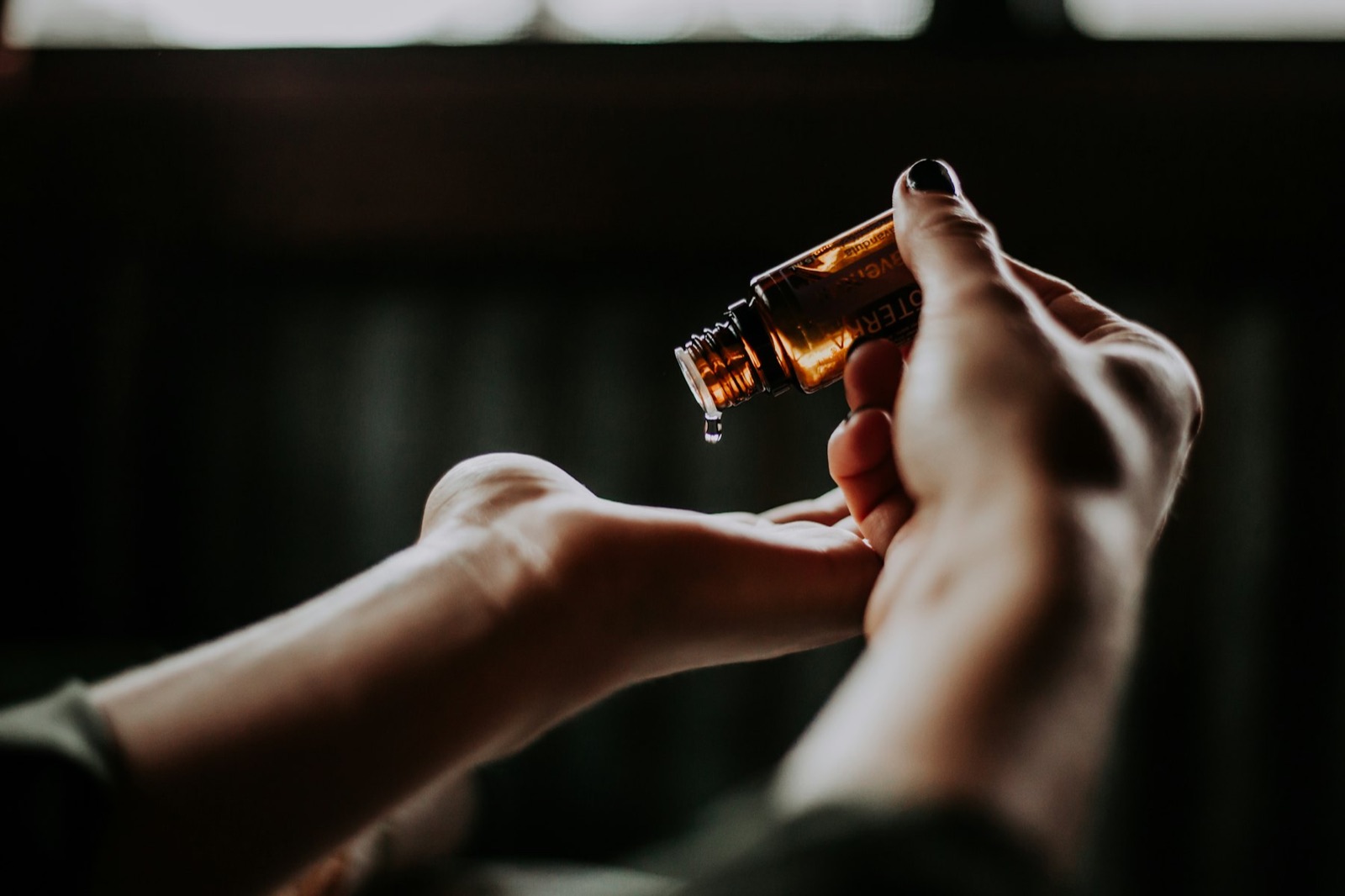 Aromatic oil drawn from a dropper